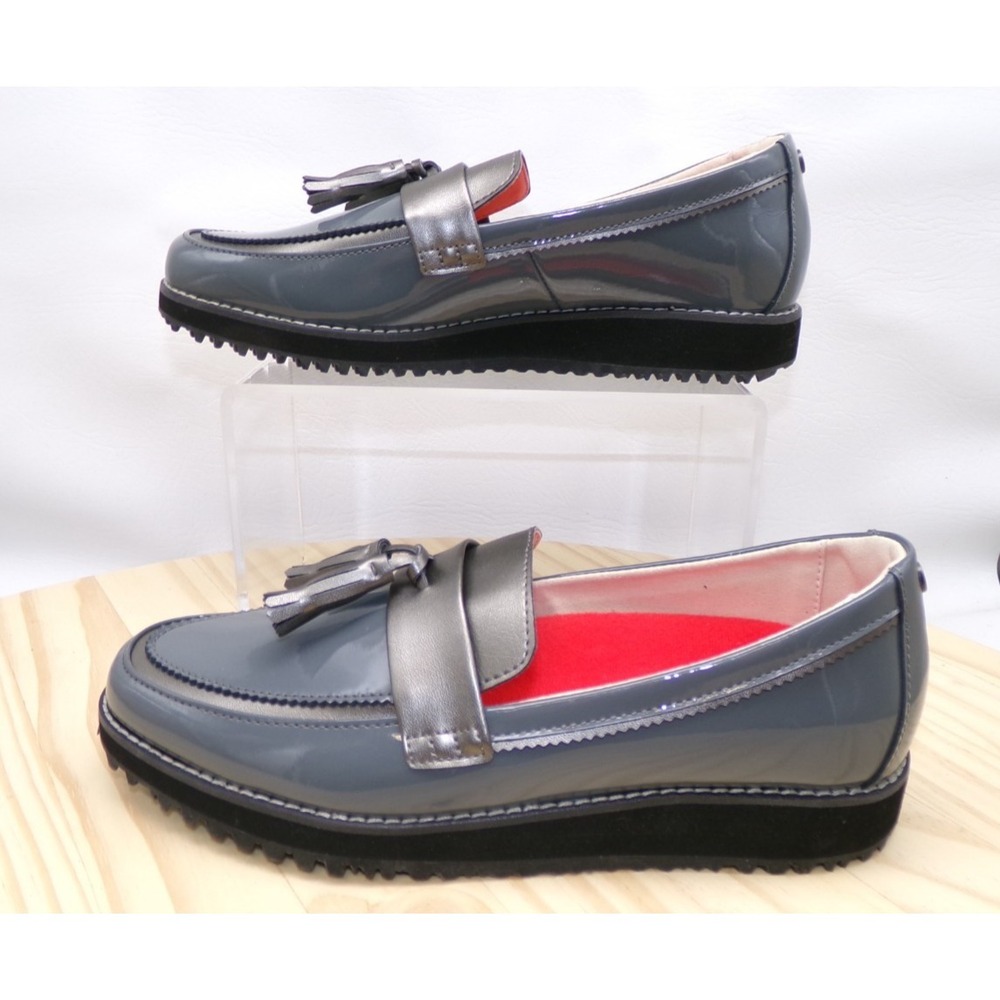 Footjoy Sandy Golf Shoes 92397 Womens Gray Sz 7 M Patent Leather Tassels Slip On